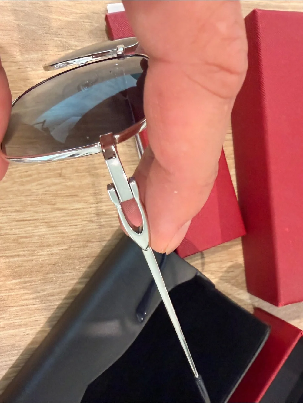 Cartier Black Sunglasses with Red Branded Case